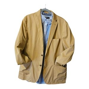 Cremieux Set of Lightweight Tan Jacket (large) and Blue Button-down Shirt (XL)